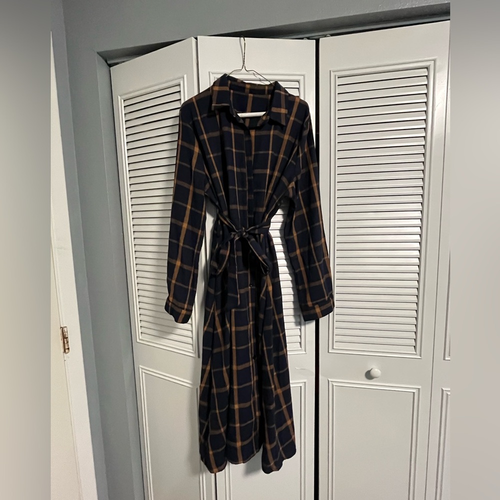 Plaid Maxi Dress in Black and Brown